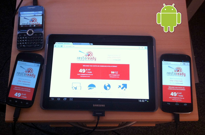 Les appareils Android du device lab