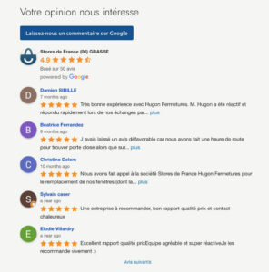 Google reviews Stores de France