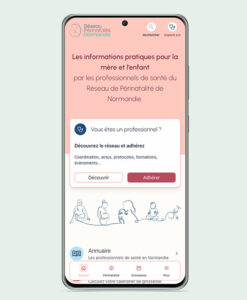 Page d'accueil du site périnat normandie sur mobile.